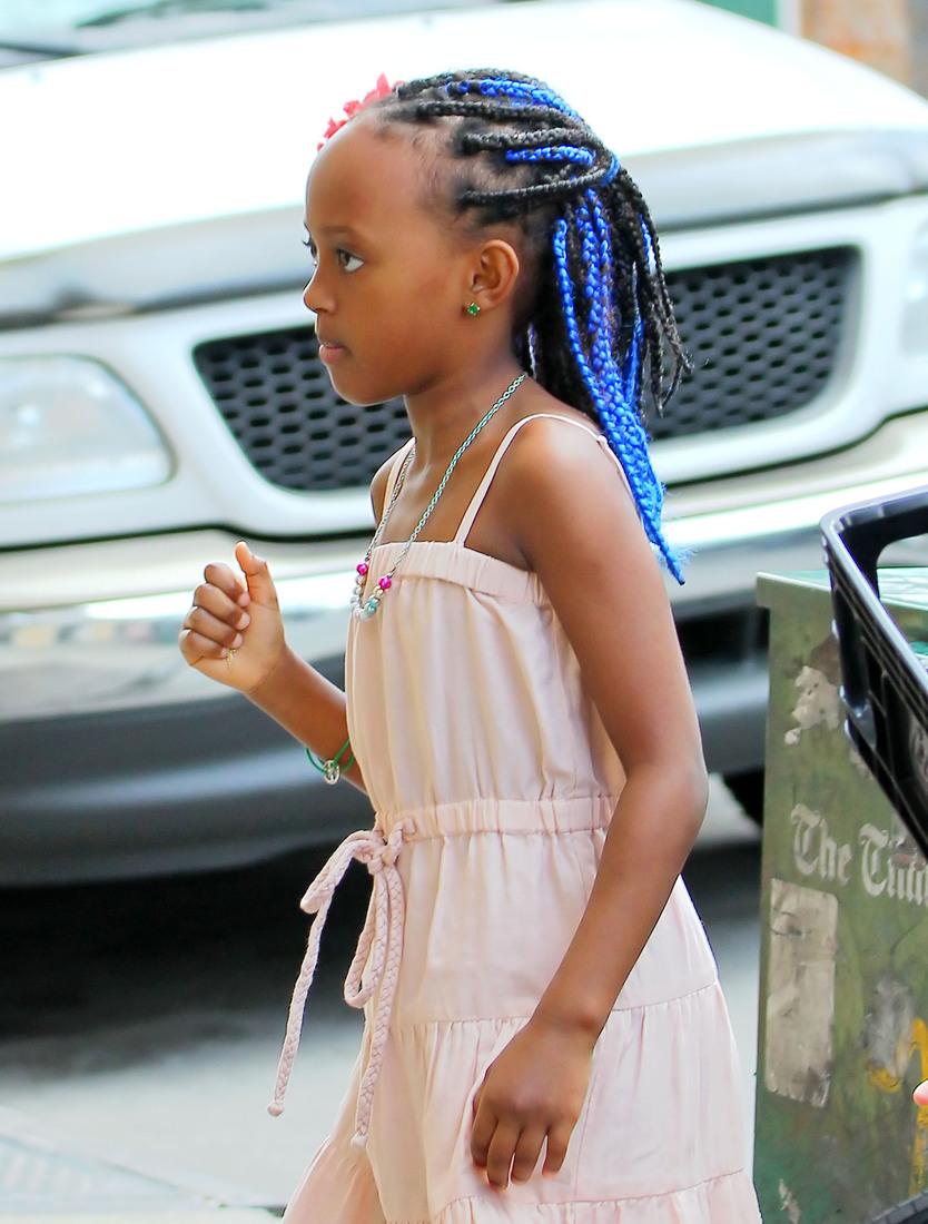 Zahara Jolie-Pitt shows off her blue hair locks while walking in the streets of New Orleans, LA