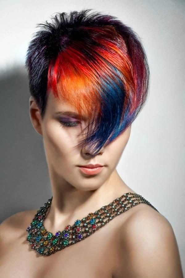 portrait of a beautiful girl with dyed hair, professional hair coloring