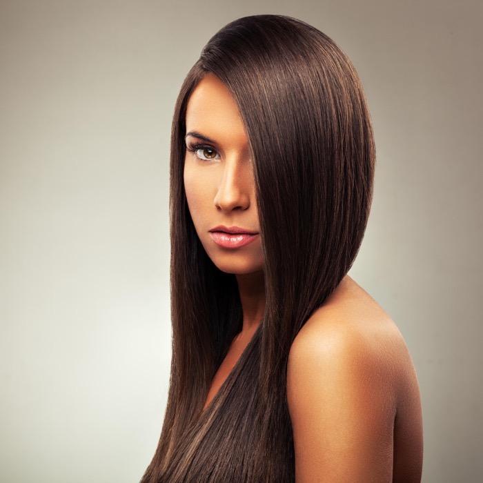 Young woman with straight hair